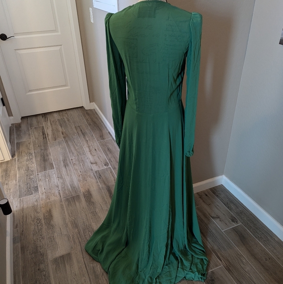 Reformation Women's Maxi Dress Long Sleeve Duster Style Emerald Formal Dress S - Picture 6 of 6